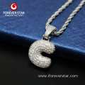 HipHop Bubble Round Initial Letter Pendant Necklace